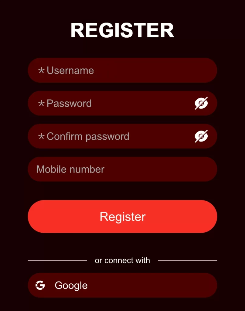LARO789 login and register form for mobile users